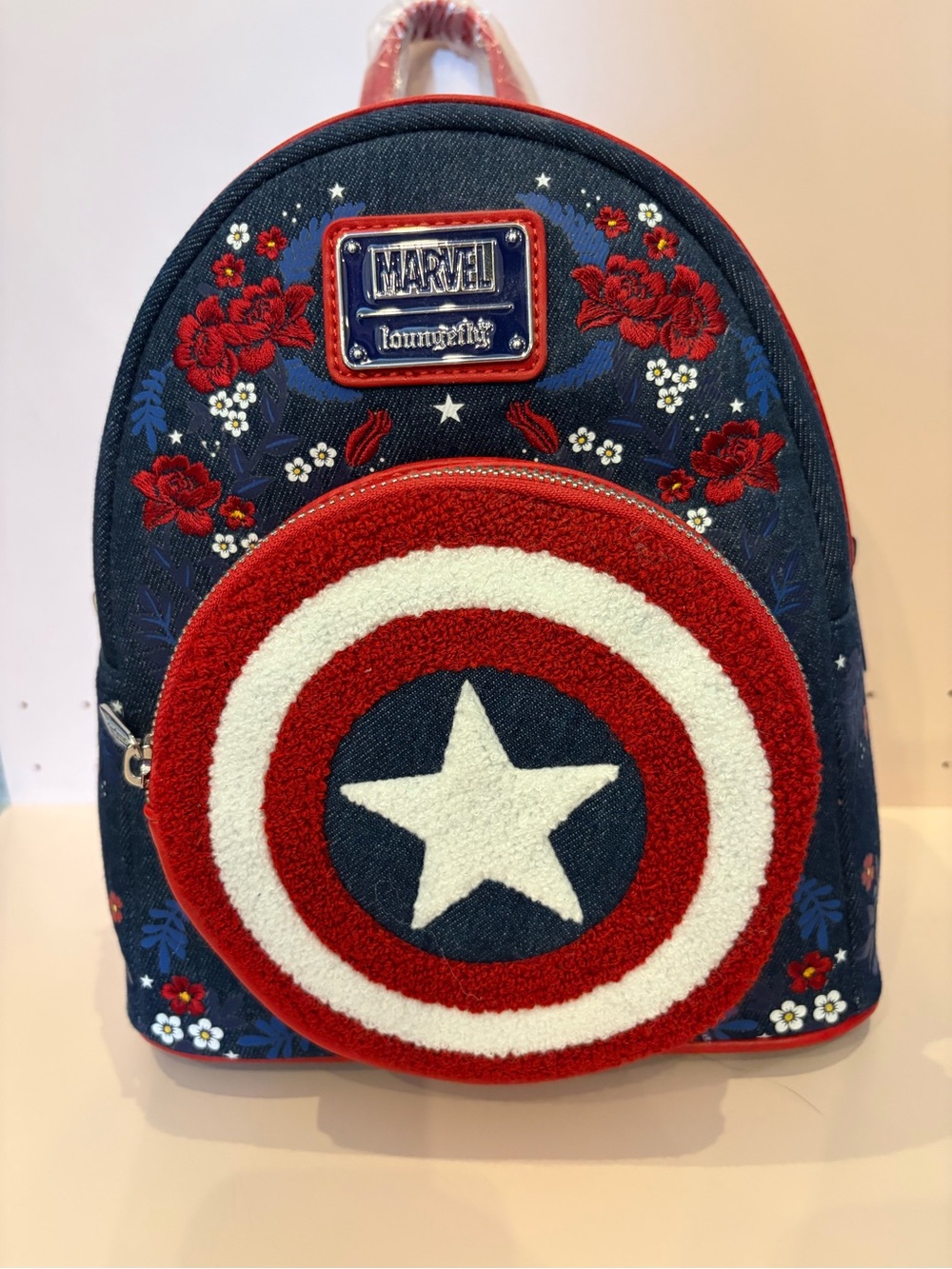 Loungefly Marvel Captain America  Backpack - Navy, Red & White